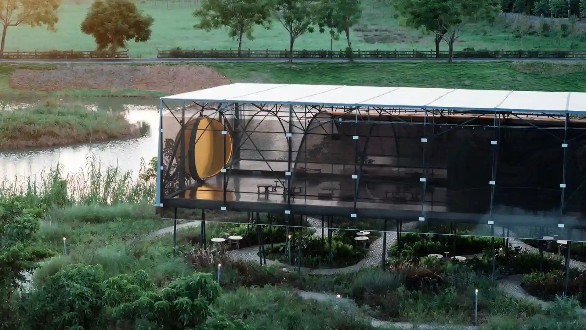Moon Pavilion احیای گلخانه متروکه با سازه چوبیفلزی 🌕